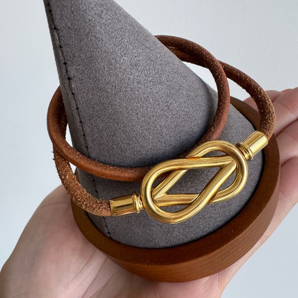 Hermes Vintage Gold Plated Atame Bracelet - Picture 7 of 16